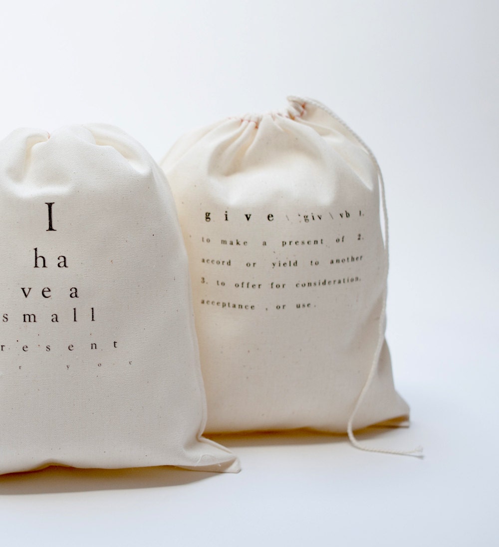 Printed cotton bags with text Etsy