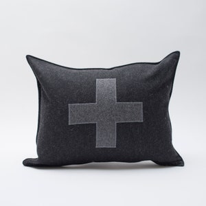 wool pillows- applique black and grey cross