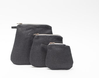 mini linen pouches (black)