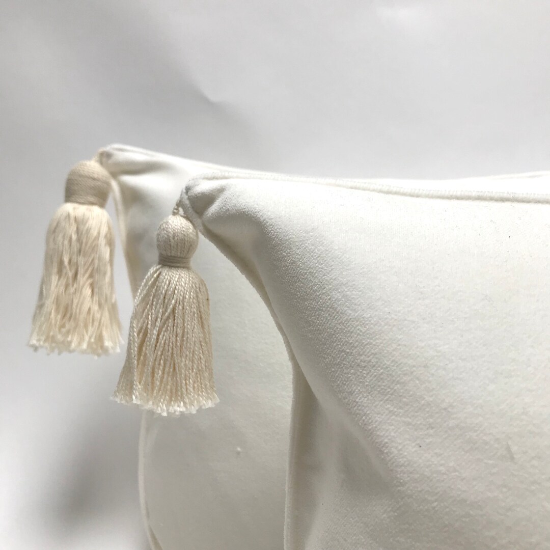 Velvet Pillow With Tassels White - Etsy