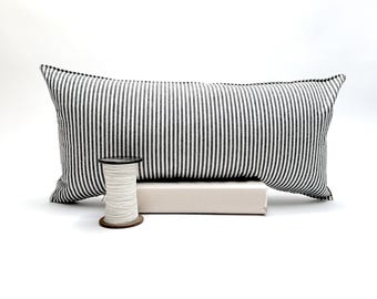 striped pillow- hemp and cotton ticking