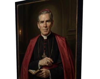 Archbishop Fulton J. Sheen Portrait Catholic Wall Art Print, Canvas Poster Panel Magnet Gift