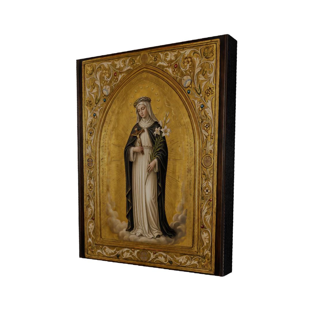 Saint Catherine of Siena Ornate Gold Wall Art Print, Religious Sacred ...