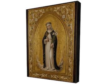 Saint Catherine of Siena Ornate Gold Wall Art Print, Religious Sacred Artwork Canvas Poster