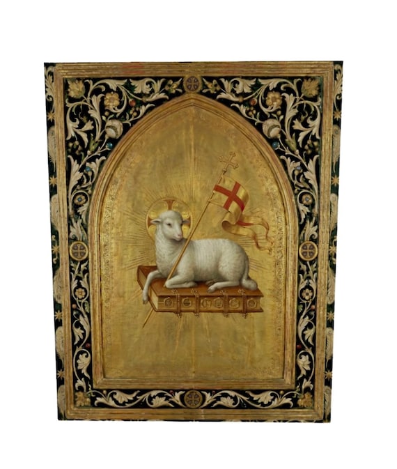 Agnus Dei Lamb of God Catholic Wall Art Print, Canvas Poster Panel  Gift