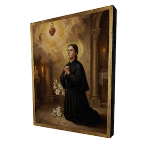 St. Gemma Galgani Catholic Wood Panel Icon - Devotional Wall Art