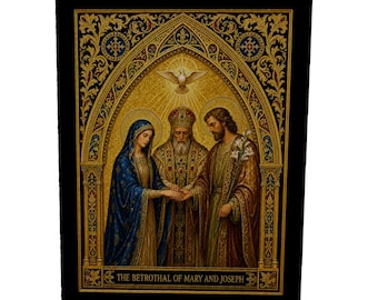 Betrothal of Mary Joseph Catholic Wood Panel Art, Wedding Gift, Home Altar Decor