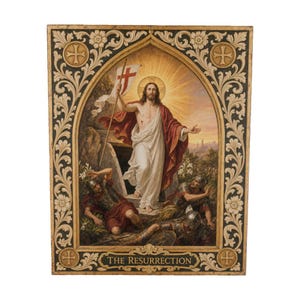 The Resurrection Rosary Mystery Catholic Wall Art | Risen Jesus Artwork | Christian Easter Decor