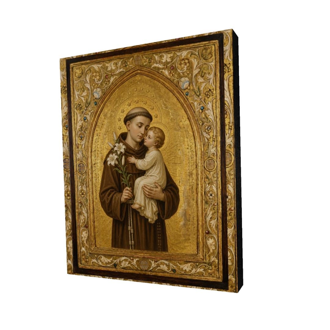 Saint Anthony of Padua Catholic Wall Art Print, Canvas Poster Panel ...