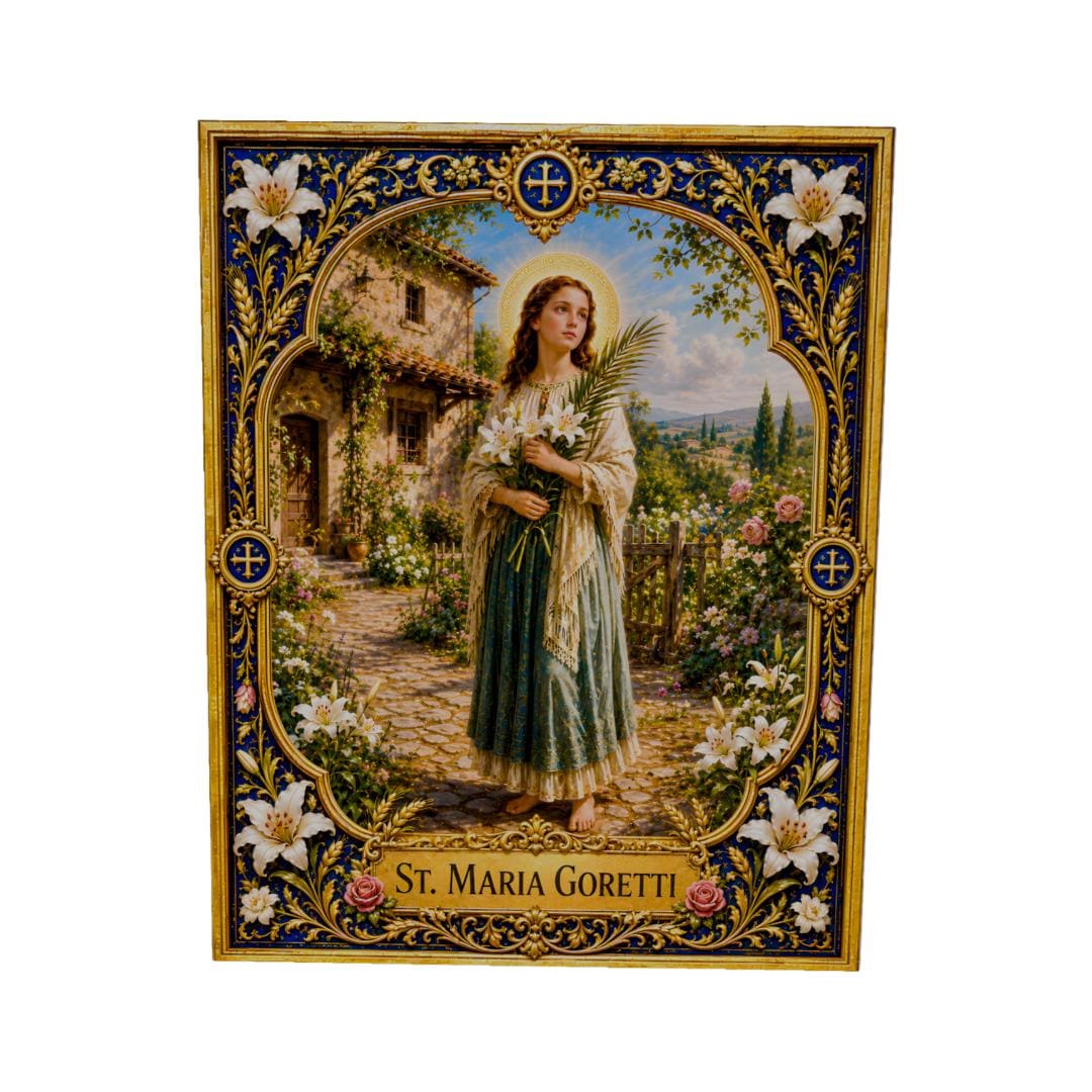 St. Maria Goretti Catholic Art Wood Panel, Patron Saint Youth Purity ...