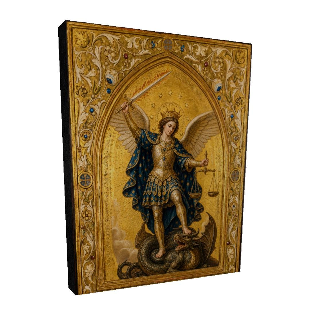 Saint Michael Archangel Catholic Wall Art Print, Canvas Poster Panel ...