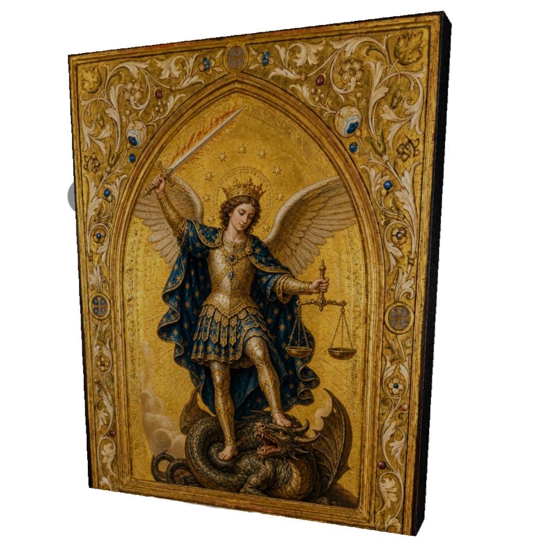 Saint Michael Archangel Catholic Wall Art Print, Canvas Poster Panel ...