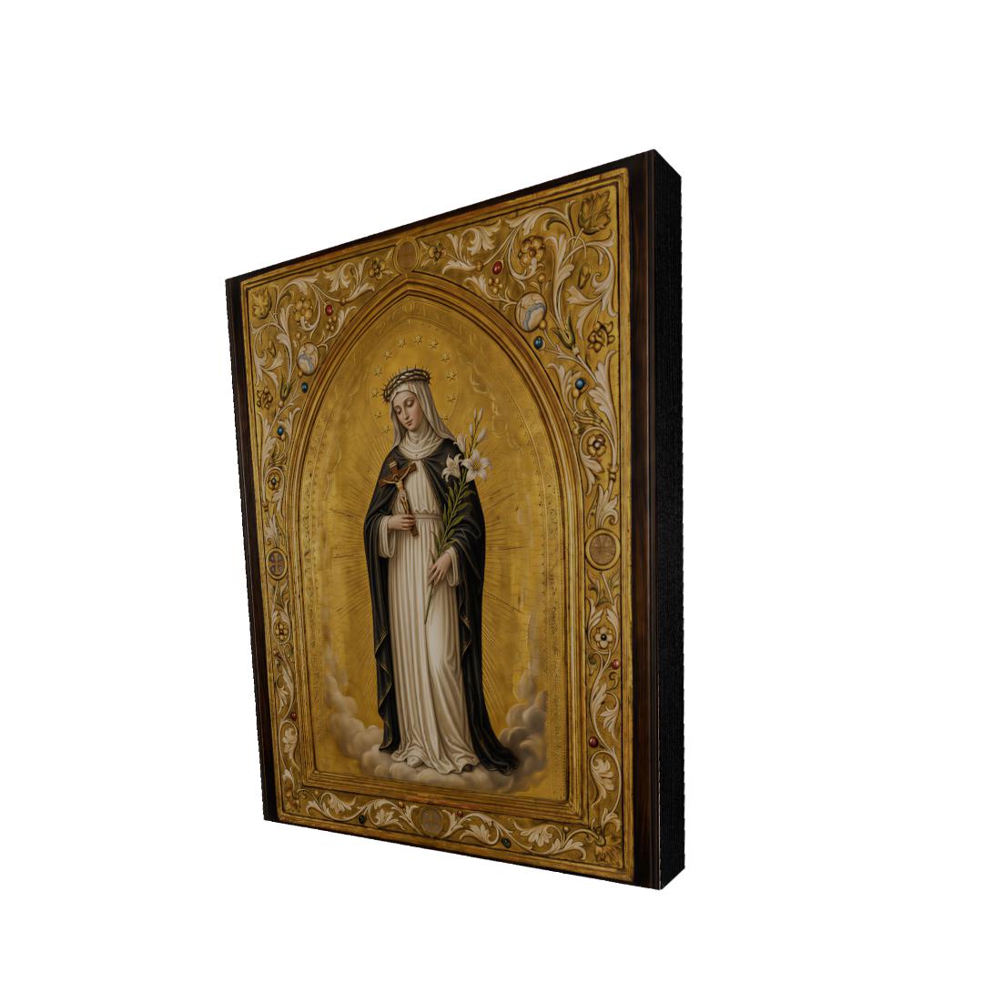 Saint Catherine of Siena Ornate Gold Wall Art Print, Religious Sacred ...