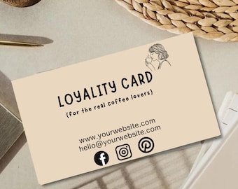 Editable Cafe Loyalty Card Template: Coffee Rewards (Printable)