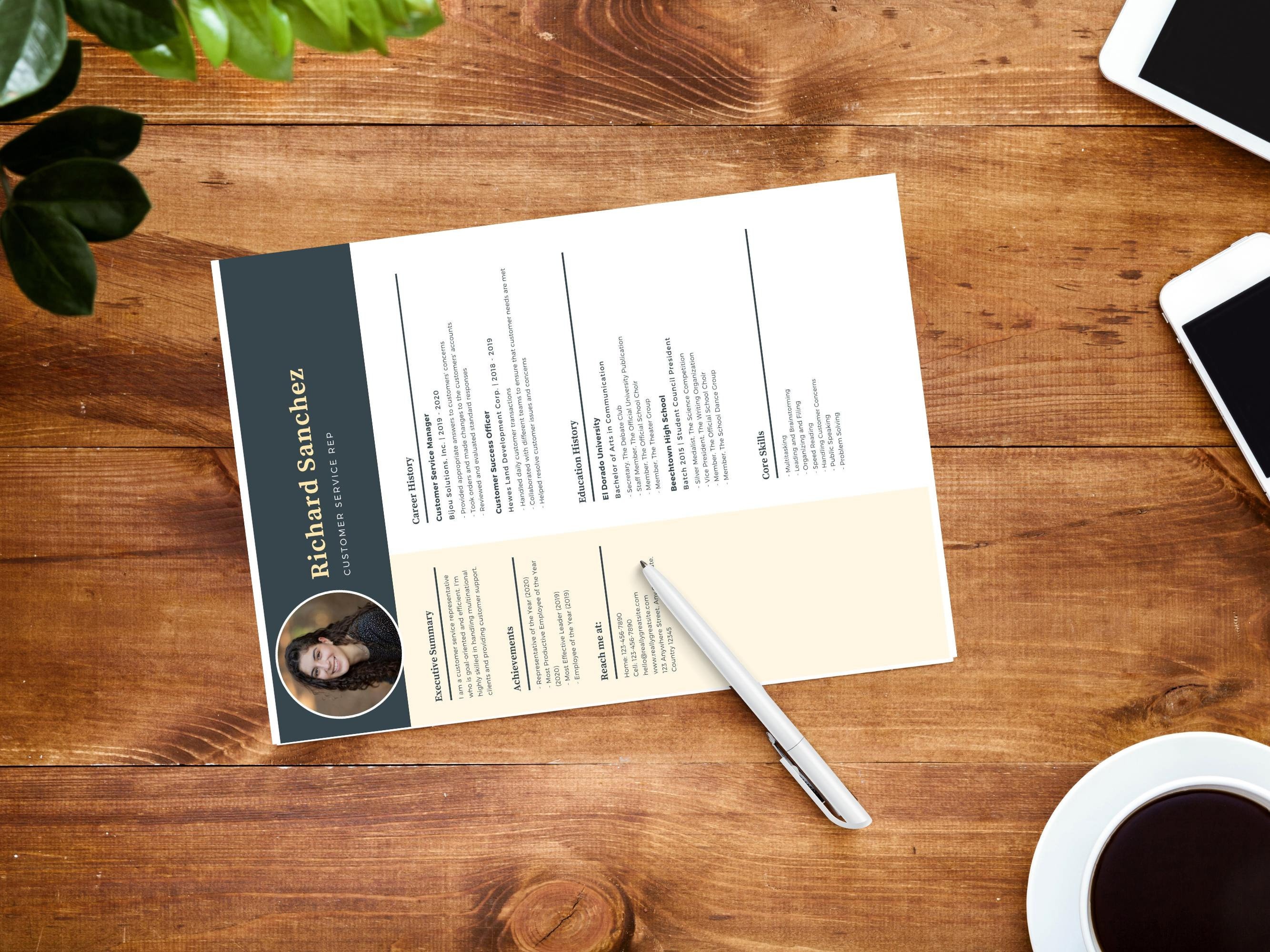 Mock Cv.pdf Professional Resume Template: Minimalist CV Design (PDF) - Etsy