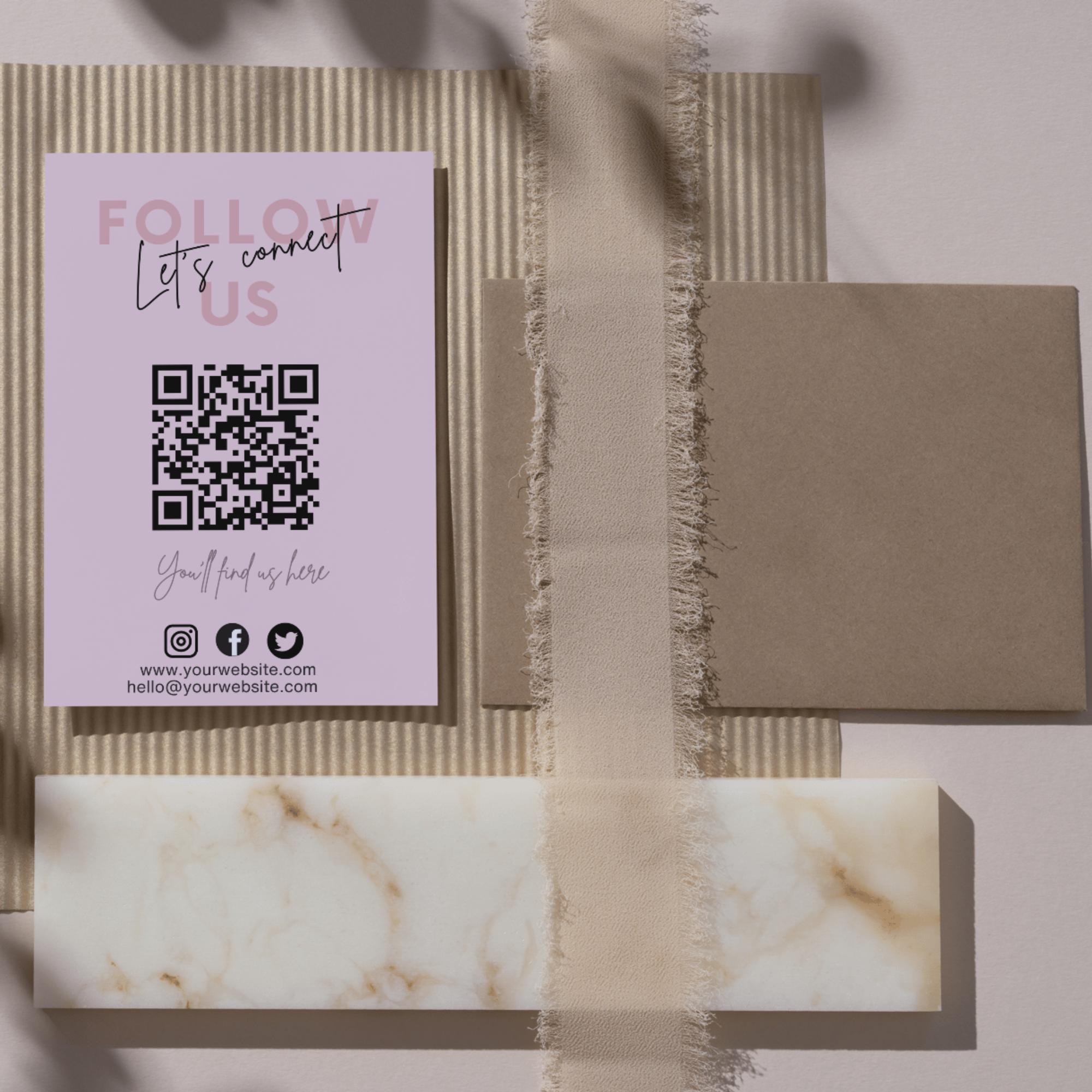 Let's Connect Sign,social Media Sign Template, Pink Lets Connect ...