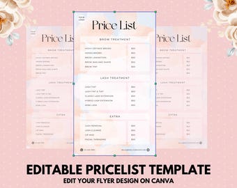 Salon Price List Flyer: DIY Hair & Lash Pricing Template (1080x1920)