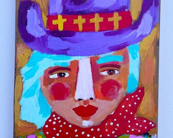 Folk Art Cowgirl Painting