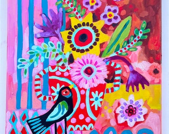 Folk Art Floral Painting