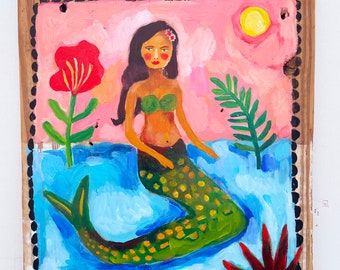 Folk Art Mermaid Painting