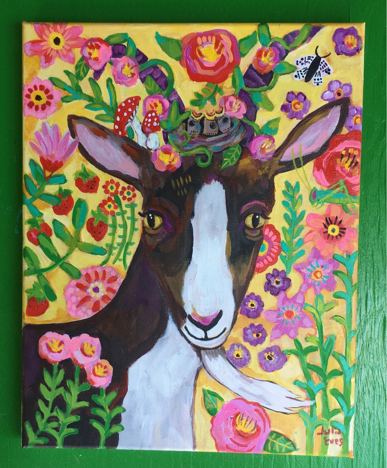 Folk Art Goat Painting on Canvas Etsy