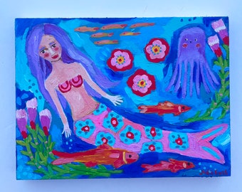 Folk Art Mermaid Painting