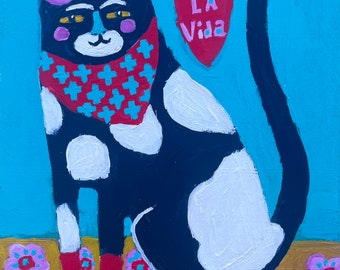 Folk Art Cat Painting