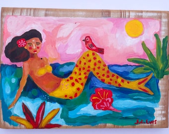 Folk Art Mermaid Painting