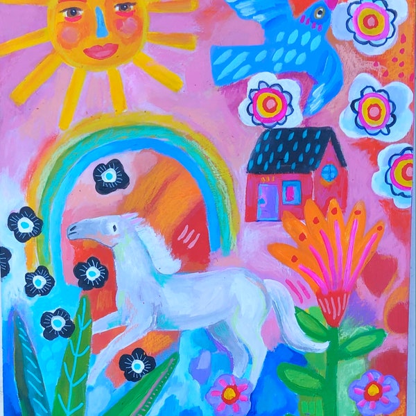 Colorful Rainbow Acrylic Painting