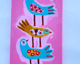 Folk Art Bird Painting