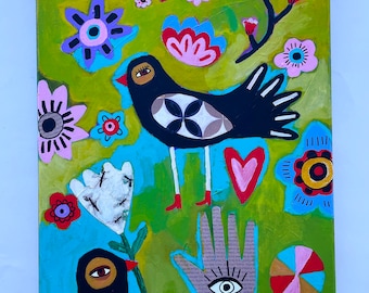 Folk Art Bird Painting