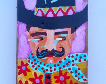 Folk Art Cowboy Painting