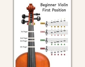 Beginner Violin First Position Fingering Chart | Digital Printable