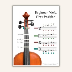 Beginner Viola First Position Fingering Chart | Digital Printable