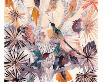 Hummingbirds and Joshua Tree- Archival Print