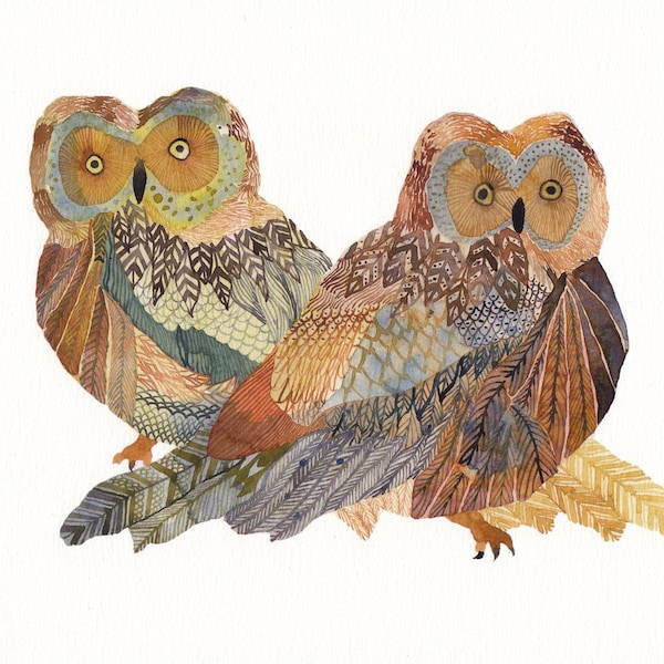 Two Saw Whet Owls - Limited Edition Print