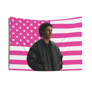 Belmont Cameli Leather Jacket Tapestries, Belmont Cameli Pink Flag, Belmont Cameli Indoor Wall Tapestries