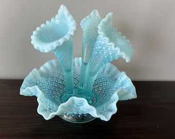 フェントン アートガラス ブルー オパールセント ホブネイル