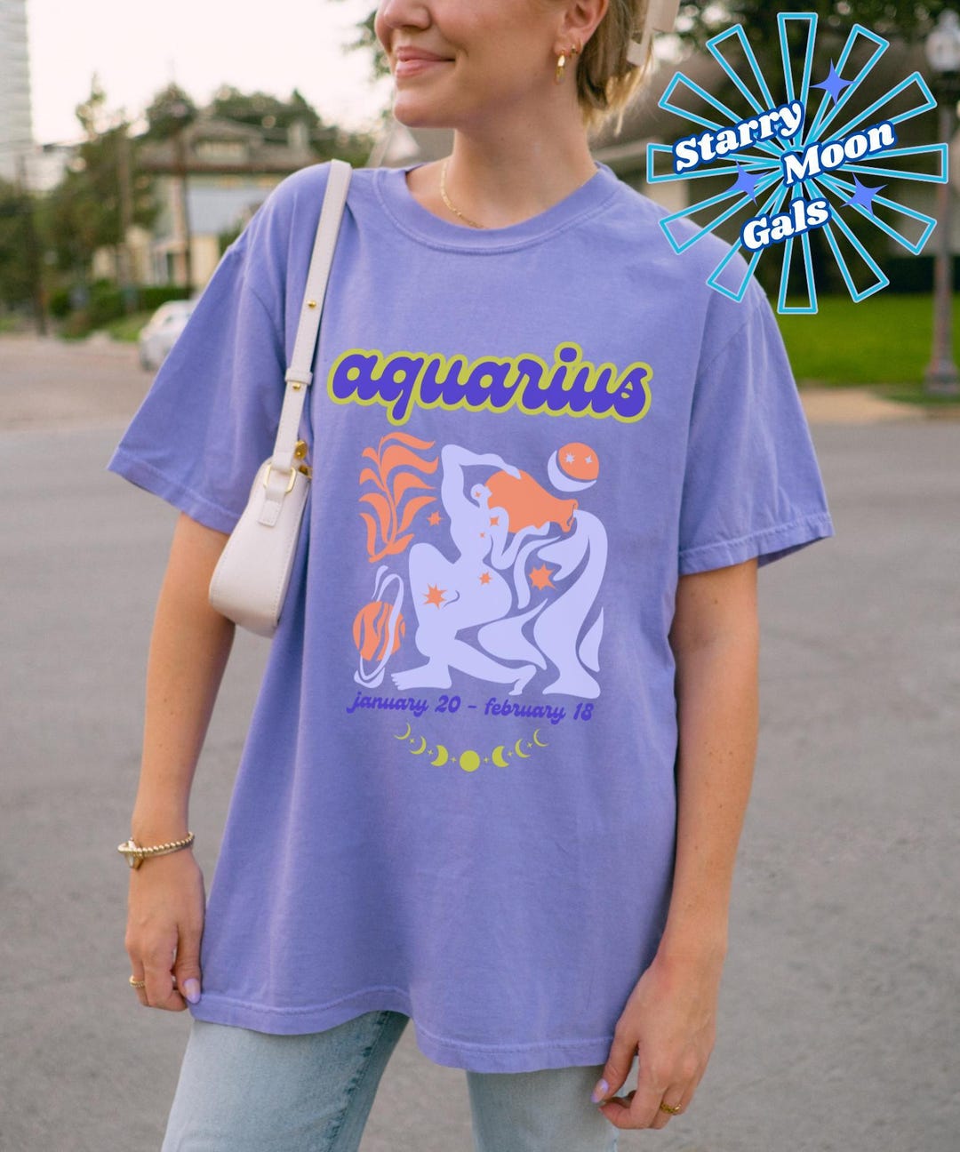 Enrica Massei black cotton oroscopo acquario aquarius horoscope logo baby tee