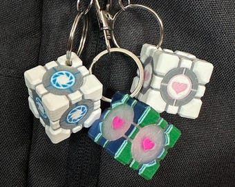 3D Printed Gaming Cube Keychain | Portal, DOTA 2 Companion Cube Inspired Accessory