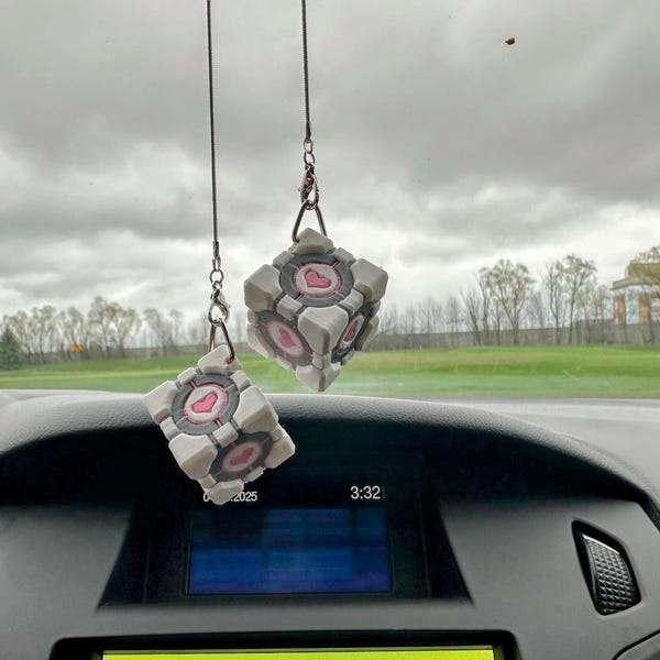 Companion Cube Car Charm Dice Like Portal-Inspired Weighted Companion Cube