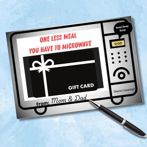 Tarjetero imprimible, regalo para la vuelta a la universidad, paquete de ayuda para la universidad, regalo para compañeros de piso, regalo para jóvenes adultos, regalo para "pensar en ti", tarjetero