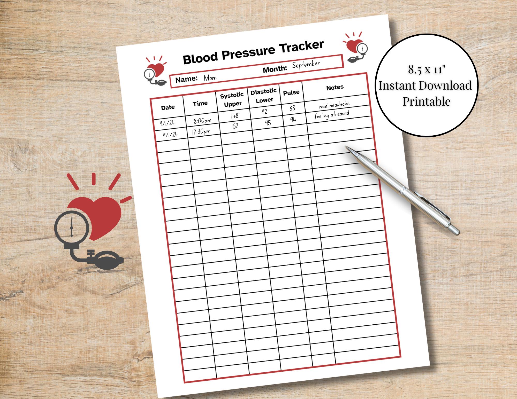 Bp Tracking Cards.pdf Printable Blood Pressure Tracker Log, BP Monitor Chart, Medical History ...