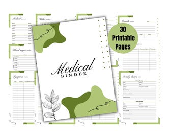 Medical History Binder Printable, Emergency Binder Printable, Medical Log, Self Help Printable, Life Planner, Medical History Tracker