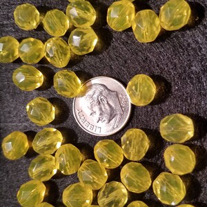 50 8mm Sunshine Yellow Faceted Czech Glass Firepolish Beads image 2