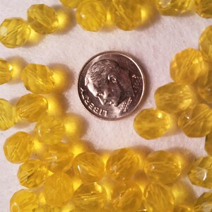 50 8mm Sunshine Yellow Faceted Czech Glass Firepolish Beads image 1