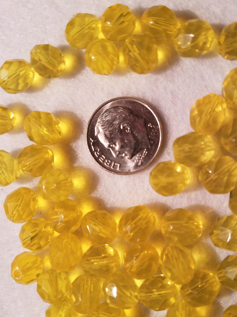 50 8mm Sunshine Yellow Faceted Czech Glass Firepolish Beads image 1