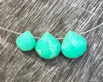 Chrysoprase Faceted Gemstone Heart Briolettes