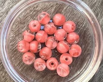 Rose Pink And White Swirl Glass Beads