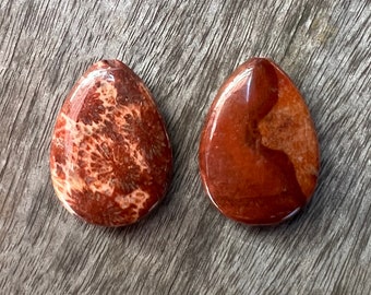 Red Fossil Coral Smooth Teardrop Loose Gemstone Beads Pendants